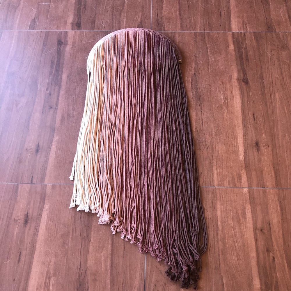 Large Bohemian Ombre Wall Hanging Cream Pink and Mauve and Burgundy Yarn